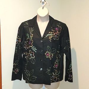 MARK SINGER BLACK BUTTON DOWN MULTI COLOR EMBROIDERED JACKET